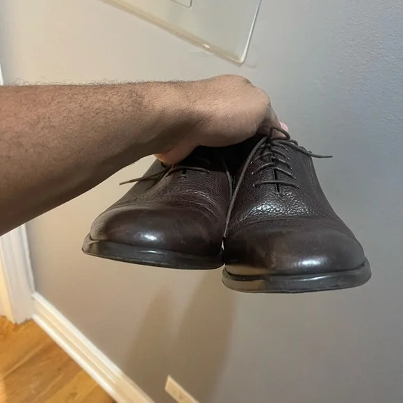 Massimo Dutti Brown Pebble Leather Dress Shoes - Sz 11.5 - Picture 10 of 15